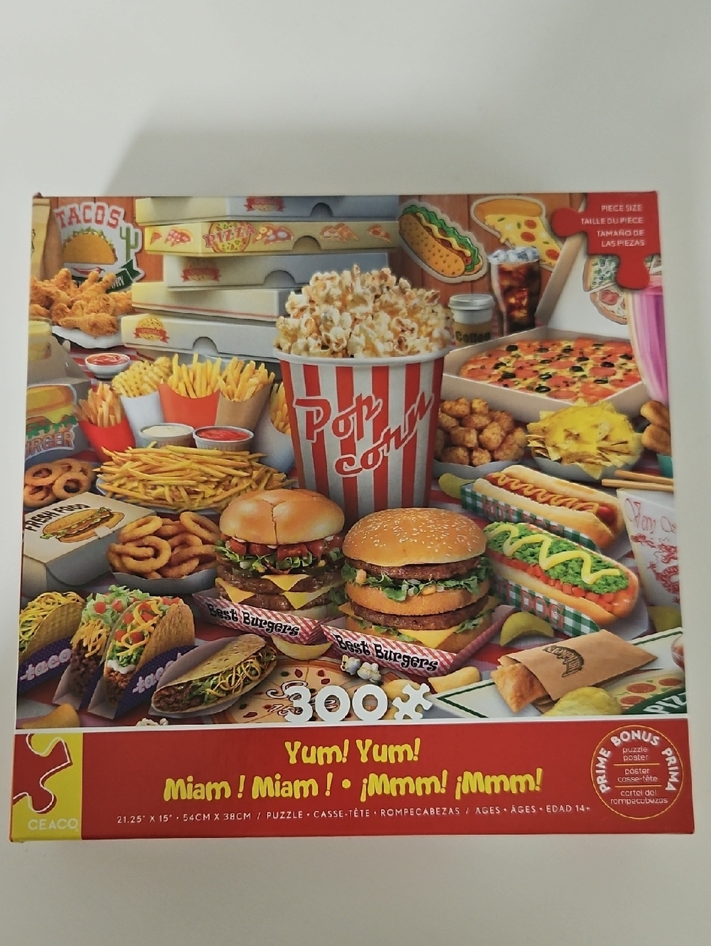 CEACO 300-Piece Yum! Yum!Puzzle - Red & Orange Popcorn Design